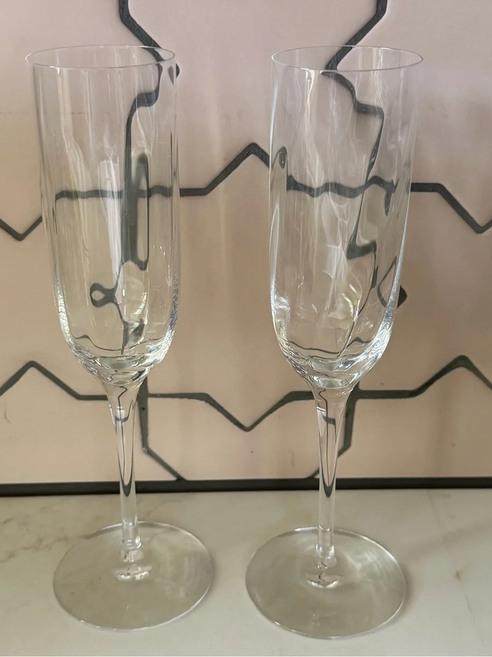 Tiffany & Co. Etched  Champagne Flutes Set of 2 Trump Plaza NYE 1994 388/650